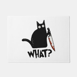 Felpudo Gato de Halloween Qué Gato Negro Asesino Con Cuchi