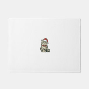 Felpudo Gato de Navidad Sombrero de Santa Diseño de Grabad