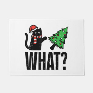 Felpudo Gato de Navidad Tumbando Árbol de Navidad Divertid