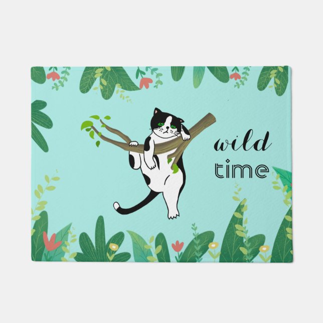 Felpudo Gato de Safari Kitty, vegetación de tiempo salvaje (Anverso)