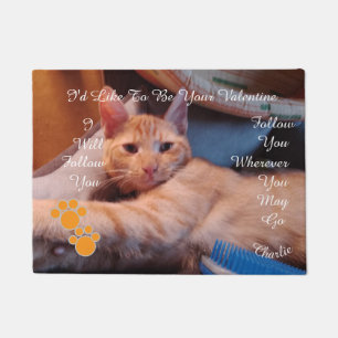 Felpudo Gato de San Valentín Huella de Gato Humor Foto de