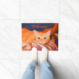 Felpudo Gato de Tabby anaranjado brillante lindo divertido