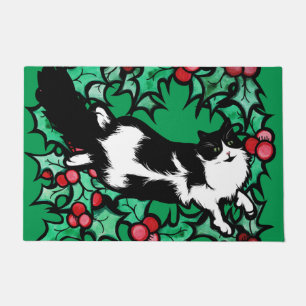 Felpudo Gato de Tuxedo Holly Yule Cajones de Arte