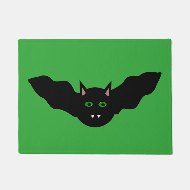 Felpudo Gato de vampiro frente a Bat Halloween Doormat (Anverso)