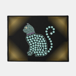 Felpudo Gato Diamante de imitación de bienvenida con manto