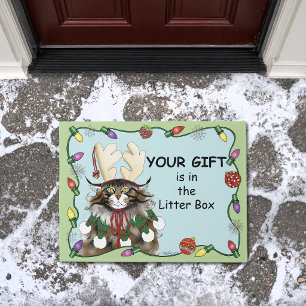 Felpudo Gato divertido de Navidad descarado humor Maine Co