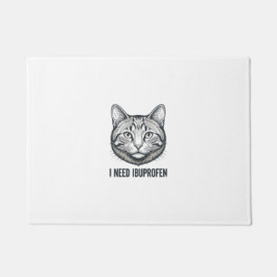 Felpudo Gato Divertido Ibuprofeno Diseño de Grabado Vintag