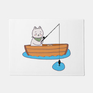 Felpudo Gato Divertido Lindo Gatito Con Caña De Pescar