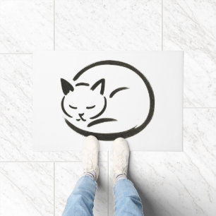 Felpudo Gato durmiente minimalista - Diseño de pincel de t