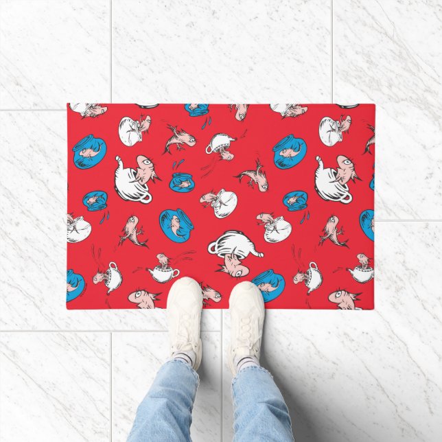 Felpudo Gato En El Gorra | El patrón rojo de los peces (Interior)