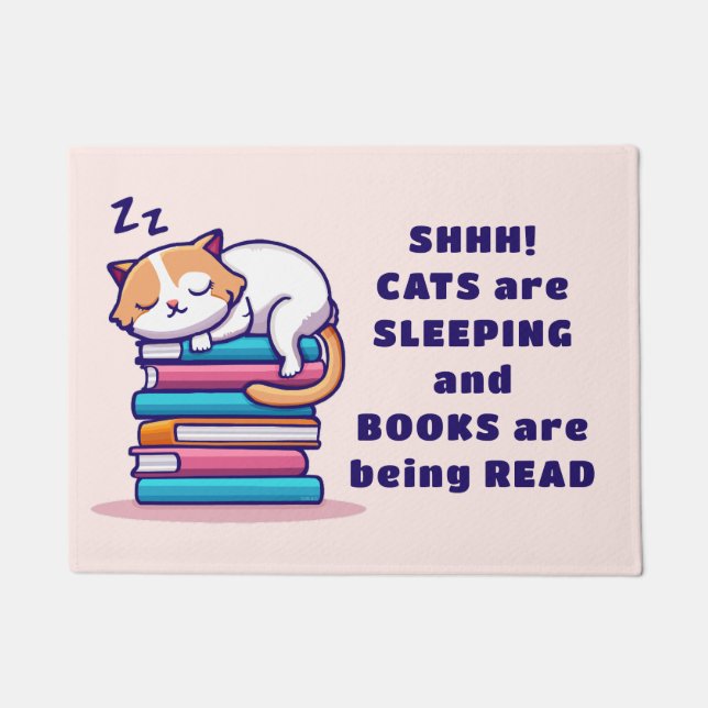 Felpudo Gato en una pila de libros cutúan literatura perso (Anverso)