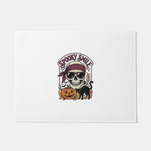 Felpudo Gato Esqueleto de Halloween Gráfico de Calabaza Vi