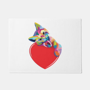 Felpudo Gato estilo arte pop gatito en un corazón