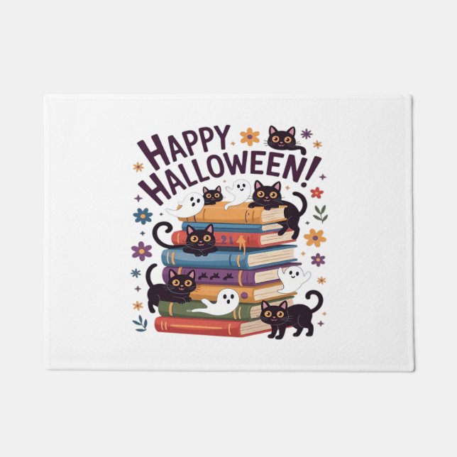 Felpudo Gato fantasma leyendo libros sobre regalos de amor (Anverso)