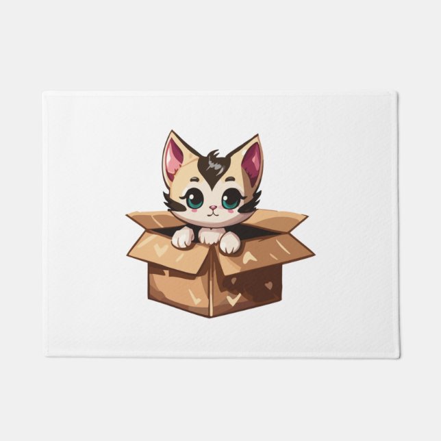 Felpudo Gato gatito en una caja2 (Anverso)