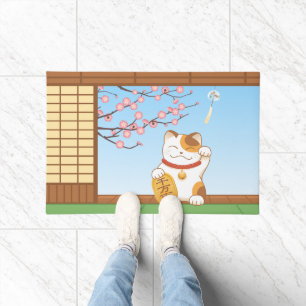 Felpudo Gato japonés con suerte de calico, Maneki Neko