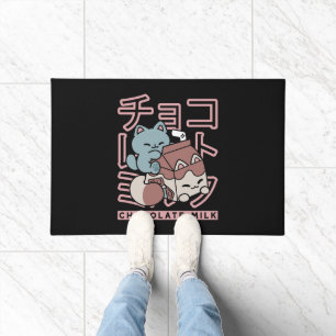 Felpudo Gato Kawaii con Leche de Chocolate – Arte Pop Japo