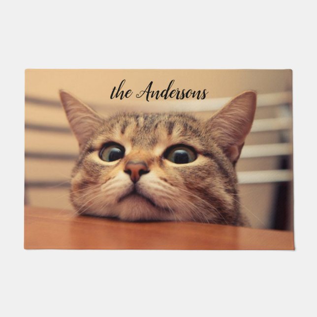 Felpudo Gato lindo Añadir tu propia foto (Anverso)