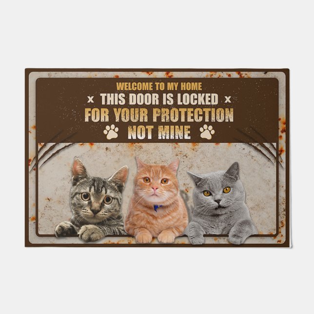 Felpudo Gato Lover Doormat, Gato Bienvenida Mat, Gracioso  (Anverso)