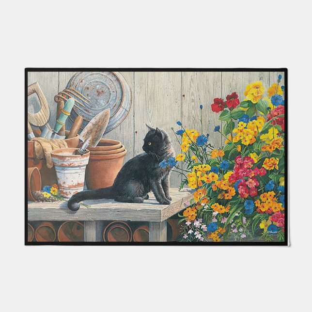 Felpudo Gato Lover Doormat, gato de bienvenida, gato regal (Anverso)