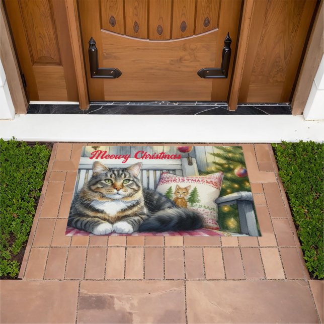 Felpudo gato Main Coon de Navidad (Exterior)