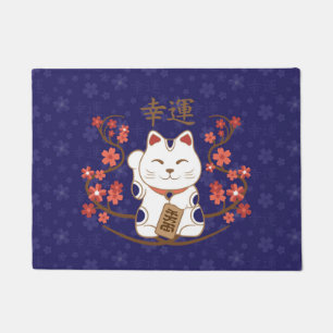 Felpudo Gato Maneki-neko con buena suerte kanji