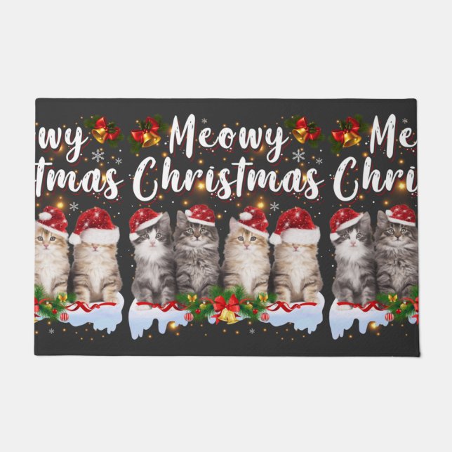Felpudo Gato Meowy Navidades en pareja Pajamas Santa (Anverso)