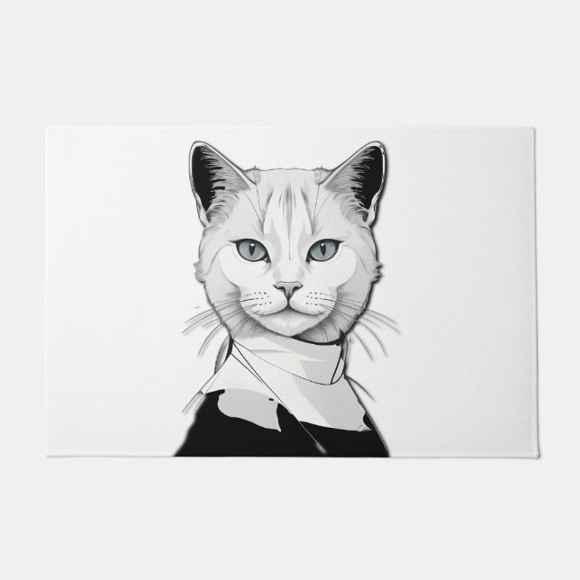 Felpudo Gato místico blanco y negro de Salem (Anverso)