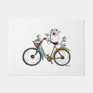 Felpudo Gato monta una bicicleta colorida - Gatos - Regalo