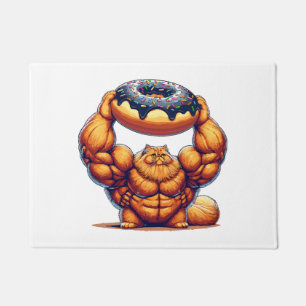 Felpudo Gato Musculoso Levantando Donut