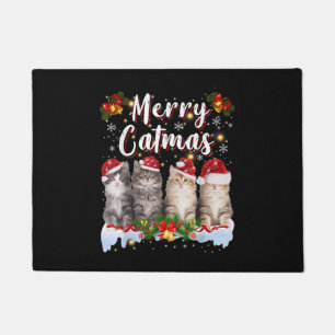 Felpudo Gato Navidad Sombrero Santa Divertido Alegre Catma