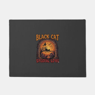 Felpudo Gato Negro Amor Especial Halloween Luna Bruja Cala