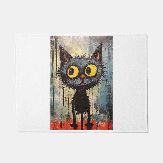 Felpudo Gato negro con ojos amarillos (Anverso)