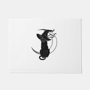 Felpudo Gato negro de Halloween con Gorra de brujas