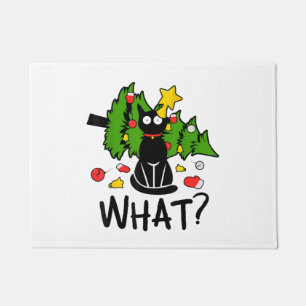 Felpudo Gato Negro Divertido Navidad Árbol Navideño Merry
