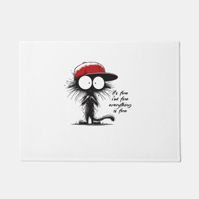 Felpudo Gato negro está bien estoy bien todo está bien (Anverso)