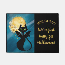 Felpudo Gato negro | Gato Bat | Elegante Halloween 18"x24"