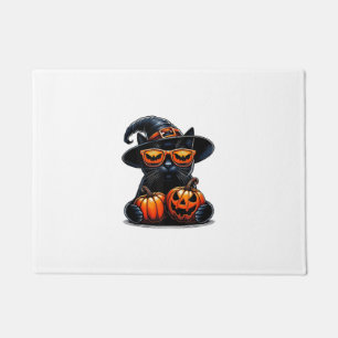 Felpudo Gato negro Halloween sosteniendo la calabaza Gato 