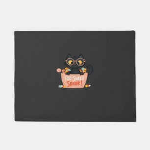 Felpudo Gato negro lindo de Halloween, dulces demasiado du