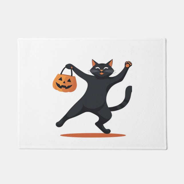 Felpudo Gato negro muriendo en el bash de Halloween, balan (Anverso)
