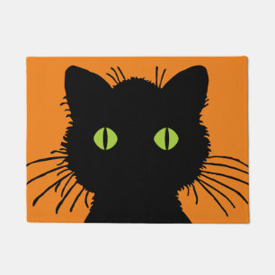 Felpudo Gato negro sobredimensionado con ojos verdes