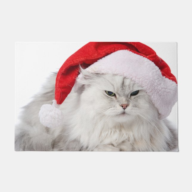 Felpudo Gato persa con Santa Hat Doormat (Anverso)