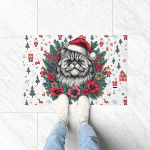 Felpudo Gato persa navidad, gatito floral de Santa Persa