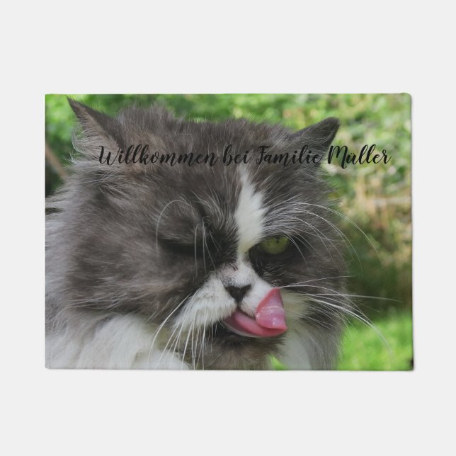 Felpudo gato, personalización, plantilla, animal, mascota, (Anverso)