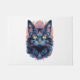 Felpudo gato psicodélico - negro