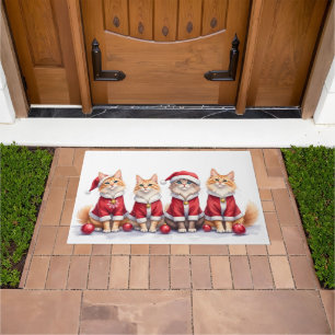 Felpudo Gato Siberiano Vestido de Navidad Sombrero de Sant