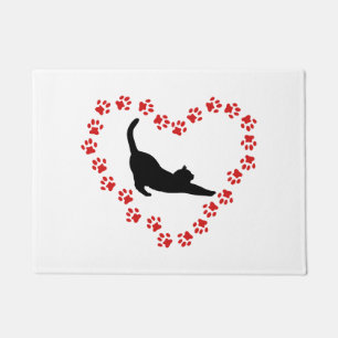 Felpudo Gato y corazón hechos de patas de gato