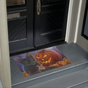 Felpudo Gato y ratón de Halloween n número 2. Doormat de