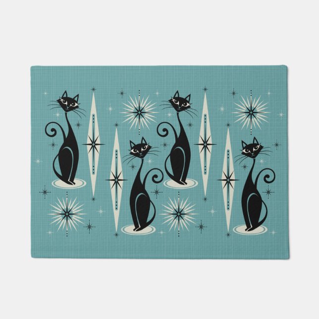 Felpudo Gatos atómicos retro de mimbre de mediados de sigl (Anverso)