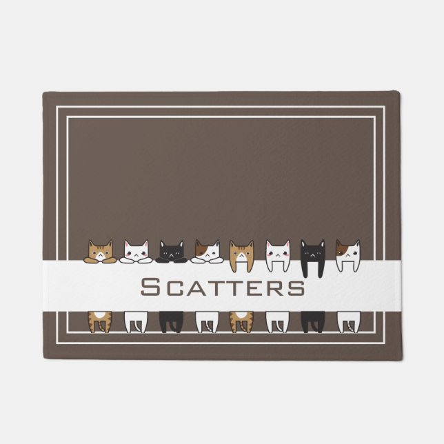 Felpudo Gatos gatos gitanos personalizados de comida y agu (Anverso)